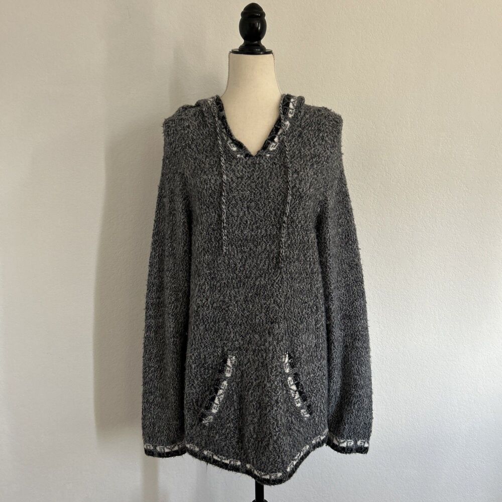 Andes Store Pahuart Sri Sweater Grey Hooded Alpaca Tunic Handmade in Peru Sz XL